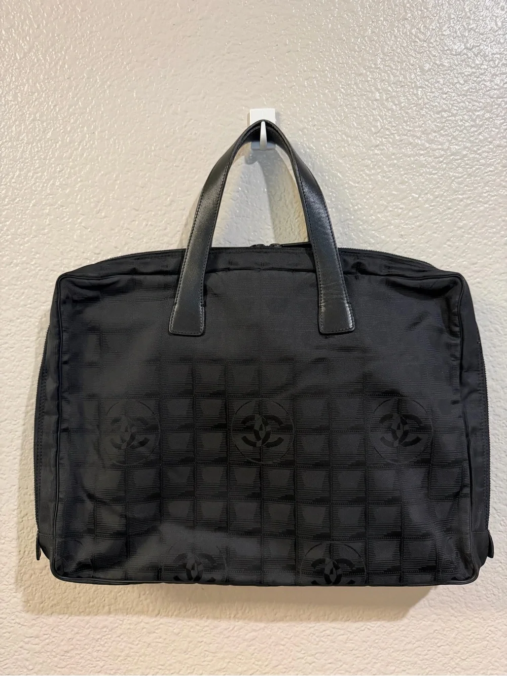 CHANEL Black Nylon Laptop Bag